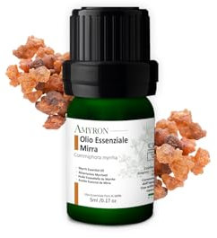 Olio Essenziale Mirra/Commiphora myrrha 5ml AMYRON Naturale E Puro Al 100% Ideale Per Aromaterapia E Diffusore Oli Essenziali/Massaggi aromatici/Uso Alimentare.