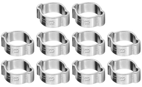 Akozon 10er-Pack Verzinktes Eisen mit Zwei Ohren, Schlauchklemmen – Ideal für die Sicherung von Kraftstoff- und Benzinleitungen in Automobilanwendungen (#04)