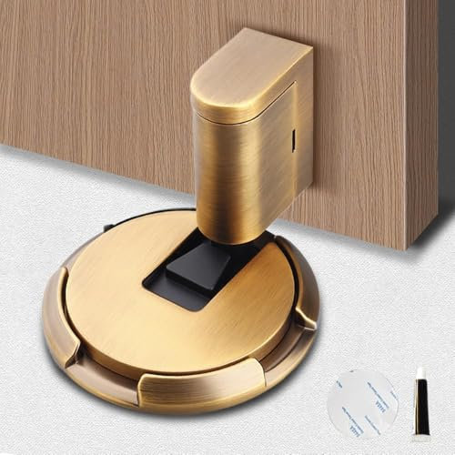 Magnetischer Türstopper 2024 Neuer, Stanzfrei, Boden Selbstklebend, Verstellbarer, Bodentürstopper im Innenbereich, Magnetische Türschlösser mit Klebstoff (1, Bronze)