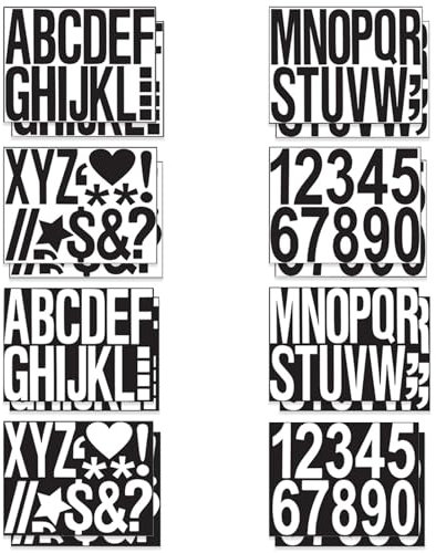 16 Feuilles Chiffres Autocollants 10cm, Noir et Blanc Autocollant Lettre Alphabet et Autocollant Chiffre, Autocollant Chiffres Adhesifs 4 Pouces pour Scrapbooking, Poster, Boîte aux Lettres, Fenêtre