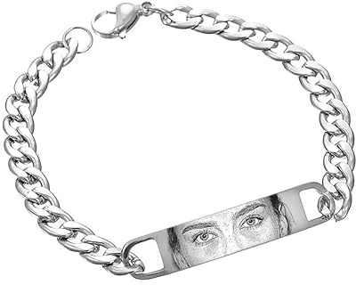 Genérico | Esclava hombre personalizada | Esclava hombre grabada | Pulsera Hombre grabada | Pulsera acero inoxidable personalizable | Pulsera para hombre o mujer (Mirada)