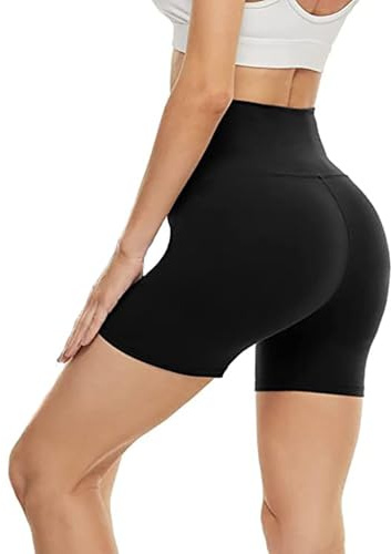 Runmeihe High Waisted Cycling Shorts Women Tummy Control Athletic Anti Chafing Biker Shorts for Yoga Gym Running Cycling Sports (UK, Alpha, L, XL, Regular, Regular, Black, Shorts Pants)