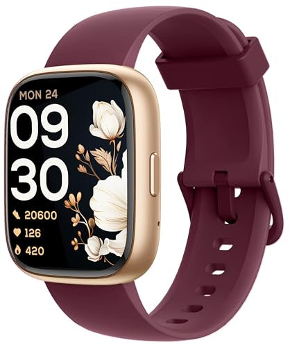KALINCO Alexa Smartwatch Damen Herren, Telefonfunktion, IP68 Wasserdicht Fitnessuhr mit Herzfrequenz Stress SpO2 Gesundheitserinnerungen, Schrittzähler Schlafanalyse 100+ Sportmodi, für Android & iOS