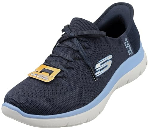 Skechers Damen Summits New Daily Turnschuhe, Navy Knit/Blue Trim, 36.5 EU