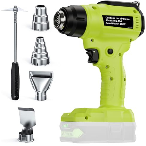 Pistola ad aria calda P108 a batteria per Ryobi 18 V One+ (senza batteria) pistola termica per saldatura, piegatura dei tubi, rimozione del colore, pistola termica con 4 ugelli.