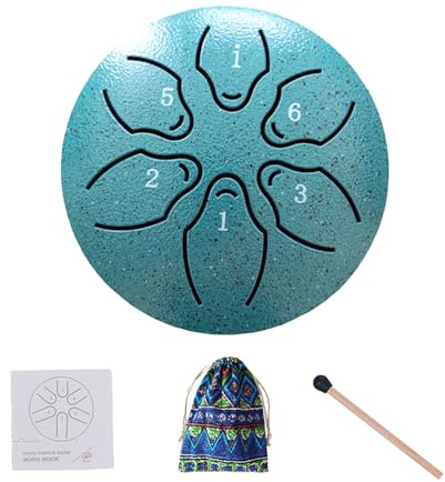Ståltungtrumma | 6-anteckning 3- A-nyckel eterisk trummor | Handpan slagverk instrument med klubbor, musikbok | för yoga, konserter, musikutbildning, meditation, nybörjare
