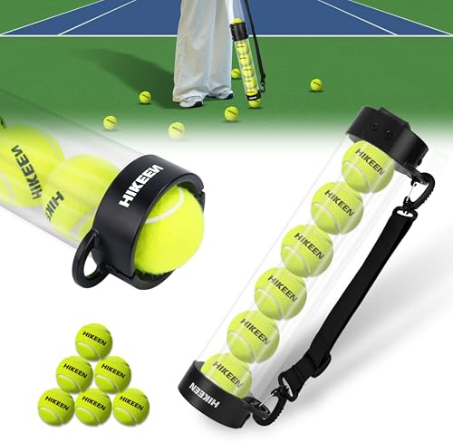 BOOSTEADY Tube Ramasse-Balles de Tennis Pratique avec 6 Balles, Ramassage et Rangement Rapides Collecteur de Tennis avec Bandoulière Réglable pour Accessoires de Tennis