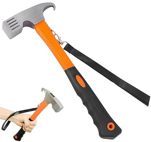 Camping Hammer, Camping Mallet with Peg Puller Pegs Heavy Duty Accessories for Tent, Tents Remover Tool (Orange)