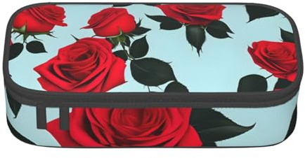 Cxzmnba Red Rose Pencil Case for Boys and Girls, Back-to-School Essential, Student Supplies, Pencil Bag