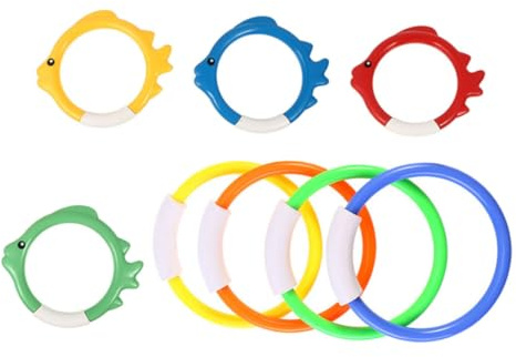 LOPUNER 8 Piezas Juguetes de Agua Anillos de Buceo para Piscina Entrenamiento Sumergible Colores Surtidos Color Aleatorio Color Aleatorio