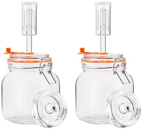 SwiftSlot Fermentierglas 1 L-Glas Fermentierset mit Gewicht, 2er-Pack