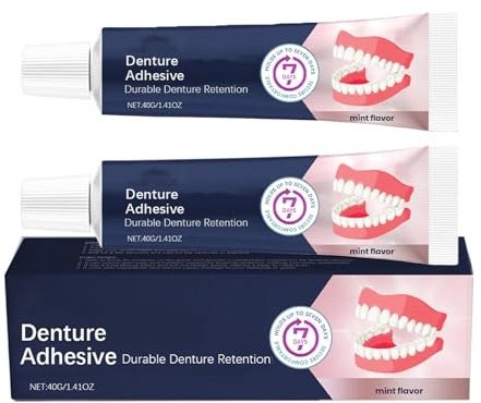 Crema adesiva per protesi dentarie termoplastica Extra forte a lunga durata per protesi superiori e inferiori Kit di riparazione e riallineamento tenuta sicura tutto il giorno (2Pezzi)