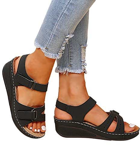 Sandalias Mujer Verano Ortopédicas Comodas Deportivas Plataforma Sandalia Cuña Trekking Senderismo Caminar Zapatos Transpirables Flexibles Playa 35-43
