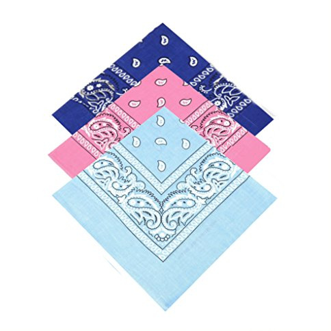 Set of 3 X Cotton Bandanas for Women,Girls,Men & Boys Bandana,Headscarf,Neck Scarf,Handkerchief,Head Tie (Royal Blue,Baby Pink,Baby Blue)