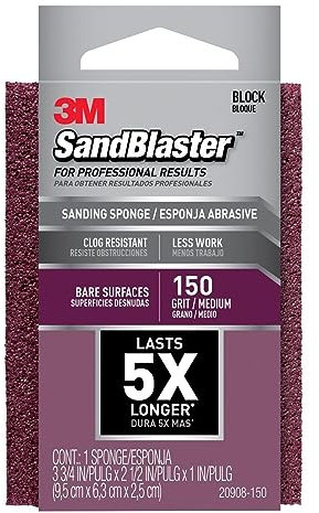 3M 20908-150 Sandblaster 150-Grit Sponge Block - Quantity 12