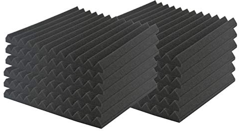 SK Studio 12 Stück Akustikschaumstoff Schallschutz Schaum Matte Keilschaumstoff Schalldämmplatten Soundproof Foam, Noppenschaumstoff Schaum-Fliesen für Zuhause und Studio 30x30x2.5cm, Schwarz