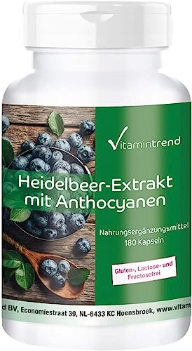 Estratto di mirtillo in capsule - con il 25% di antociani - altamente dosato - vegan - 180 capsule | Vitamintrend®