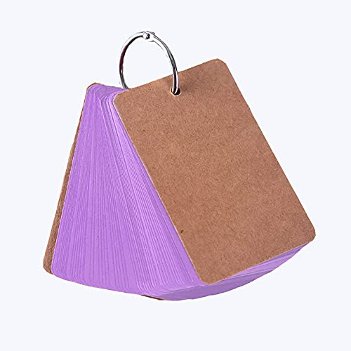 TOP-MAX Flash-kort, 1 pack 50 ark mini tomma studiekort revisionskort indexkort med pärmring för skolinlärning minne studieanteckning (lila)