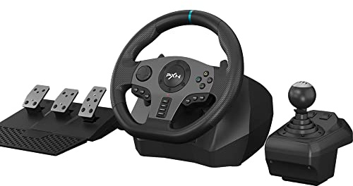 PXN V9 Gaming Steering Wheel, 270/900 Degree Raing Wheel with Pedals and Shifter, Compatible with Xbox One, Xbox Series S/X, PC, PS4, PS3, and Switch