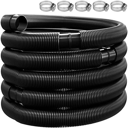 KESSER® Tuyau de Bassin et Piscine Solaire avec Manchons | d'Aspiration et Pompe | Flexible, Le Noir, Longueur 12m (Ø 32mm)