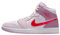 Jordan 1 Mid - Scarpe da Donna, Bianco/Rosa-Cremisi, Taglia 36, Sirena Iris Whisper Rosso, 35.5 EU