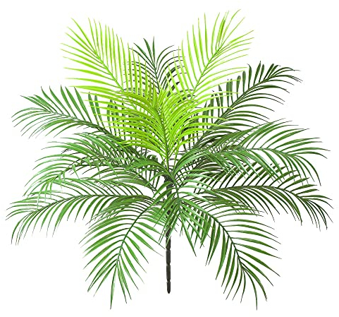 TXErfolg Planta Artificial 1 Pieza (15 Hojas) de Plástico para Interiores Tropical Arbusto de Palmera Tropical (63 cm de Largo) para Acento Verde Tropical Bodas Fiestas Mesas Arreglos Florales
