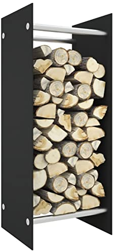 Festnight Kaminholzregal Innen Glas Brennholzregal Holzregal Kaminholz Innen Holzunterstand für Kaminholz Holzlager kaminholzständer Brennholzlager Kaminholzunterstand 40x35x100 cm