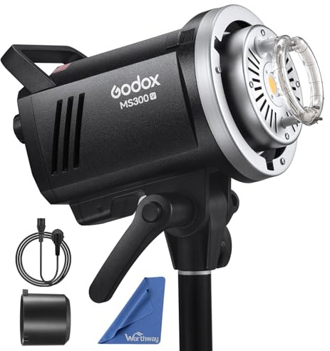 Godox MS300V MS300-V Compact Studio Strobe Flash Light - 300W,GN58 0.1-1.8S Recycle Time,2.4G X System,Bowens Mount LED Modeling Lamp for Photographic Studio Portrait Shooting(MS300 Upgraded Version)