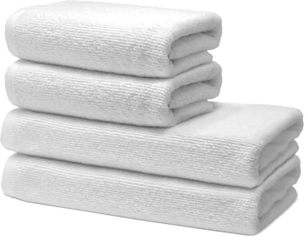4 er Set Handtücher | 2 Badetücher 70x140 cm + 2 Handtücher 50x100 cm | Frottee Weich & Flauschig | 100% Baumwolle | Frottier Duschtuch Badetuch Badehandtuch | 500g/m² | Oeko-Tex | Ôhm | Weiß