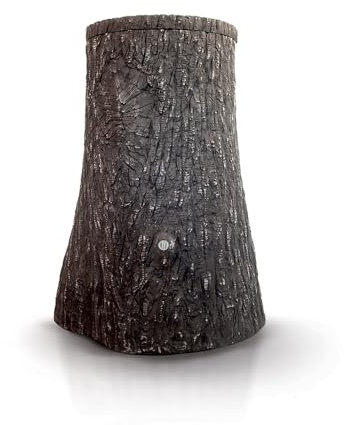 Tanque de lluvia redondo Little Tree 250 litros, color marrón, de material resistente a los rayos UV y a la intemperie, depósito de agua con tapa a prueba de niños y rosca de latón de alta calidad
