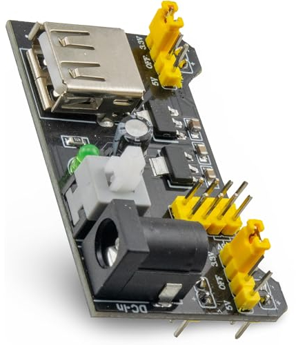 Breadboard Power Supply Module 3.3V 5V Solderless - DC 6.5-12V or USB Powered - For Arduino Raspberry PI Bread Board MB-102 Prototype - UMTMedia®