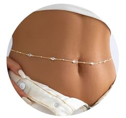 TINGN Gold Bauchkette Damen - 18 Karat Vergoldete Kristall Taillenkette Waist Chain Geschirr Bikini Kette Sommer Gold Strand Körperschmuck für Frauen Sexy Taillenkette Geschenke für Frauen Freundin