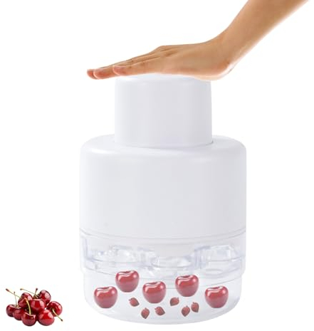 Kirschentkerner 7-in-1 - Hochleistungs Kirschkernentferner, Metall Kirschenentkerner mit 7 Löchern, Kirschen Entkerner, Kirschentsteiner Manuell für Kinder, Kirschmarmelade, Schnelle Entkernung (Weiß)