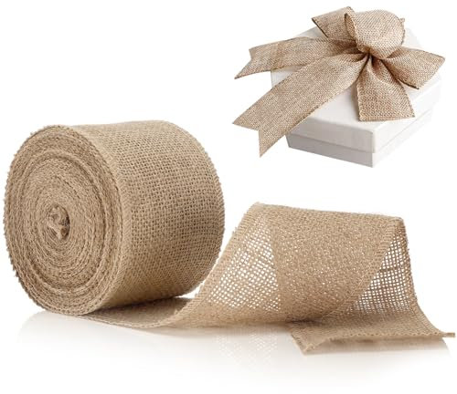 10M Juteband, Vintage Geschenkband, Sackleinen Band, 8cm Dekoband Jute, Wrapping Crafts Geschenk band, Kreative Hochzeits-Ostern-Bänder für DIY Handwerk Verpackung, Hochzeitdeko Dekoband