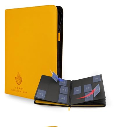 Card Guardian 9 Pocket Card Binder with Zipper – Holds 360 Cards, Side Loading Trading Card Binder for TCG & Football, Premium Card Collection (Yellow)