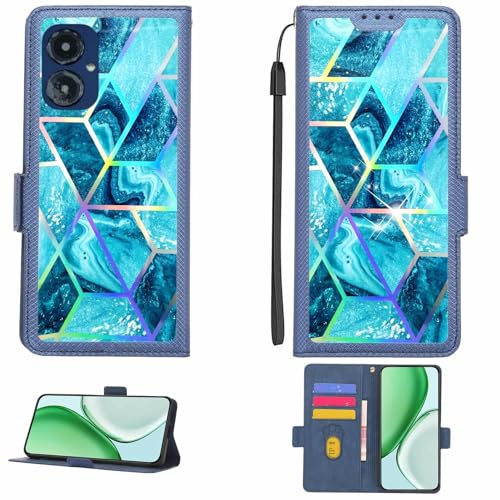 Aroepurt fodral kompatibelt med Cricket U656Ac telefonfodral flipskydd [med härdat glas skärmskydd] [RFID-blockering] [Färgglatt reflekterar ljus] LPT-LS