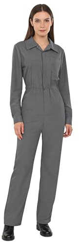 dPois Tuta Meccanico Protettiva Donna Jumpsuit Elastica in Vita Tuta Intera Meccanica Abbigliamento Protettiva Cantiere Agricoltura Horror Outfit Costume Carnevale Halloween Grigio M