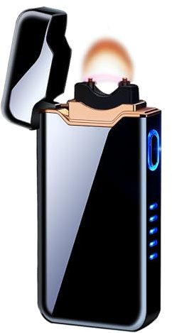 SKRFIRE Accendino elettrico ricaricabile USB, ad alta potenza, antivento, corpo in metallo con display a batteria, per candele, campeggio, barbecue, regalo all'aperto (nero)