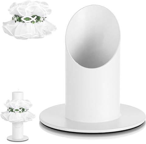 Ljusstake nattvardsljus 4 cm, vit metallljushållare, droppskydd nattvardsljus, perfekt som dopljusstativ och nattvardsdekoration för dop, konfirmation och religiösa tillfällen