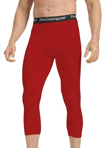 NuCamper Pantalon de Compression 3/4 pour Homme, Compression Running Leggings Collant à Séchage Rapide Pantalon de Couche Base Layer pour Sport Basketball Gym Athlétique Entraînement Fitness