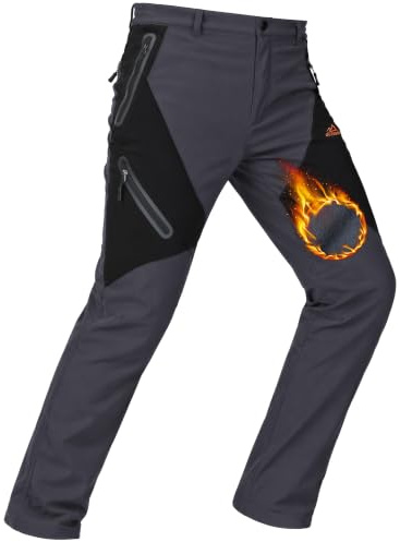 TACVASEN Warm Work Trousers for Men Thermal Waterproof Walking Grey 38