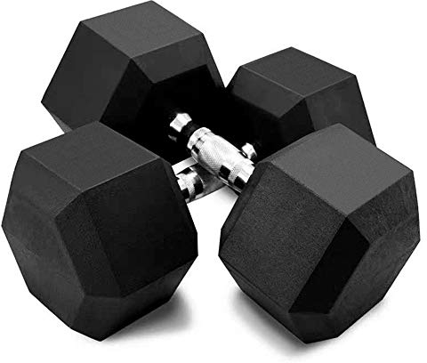 Hex Gummi Hantel mit Metallgriffen für das Krafttraining zu Hause Krafttraining Muskelübung Wählen Sie Gewicht (50lb, 60lb, 70lb, 80lb, 90lb, 100lb),85LBx2