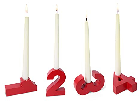 Riffelmacher 17189 Porte-Bougie 1-2-3-4 en Bois, Rouge, Couronne, compositions d'anniversaire, de Noël, de l'Avent
