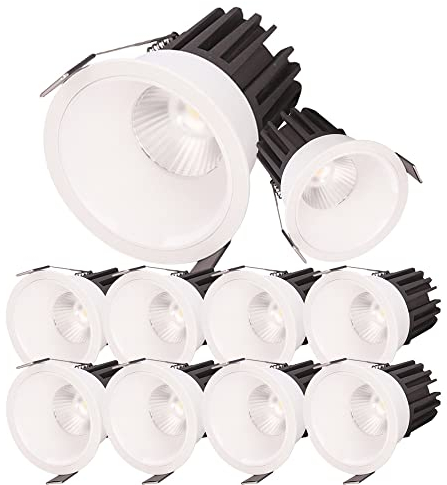 FAZRPIP 10 Stück IP54 wasserdichtes Downlight Abstrahlwinkel 24° Schallwandverkleidung 9W/12W/15W weißes rundes Einbaudownlight für Duschraum Badezimmer Deckenleuchte 3000K/4000K/6000K wählbar