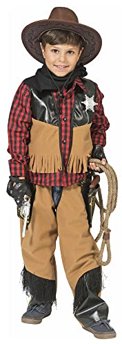 Cowboy Kostüm Austin für Jungen | Kinder Wilder Westen Karnevalskostüm - Kinderkostüm Western Cosplay Bühnenshow Weste Fasching Kindergeburtstag Karnevalsumzug 128