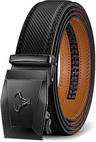BULLIANT Ceinture Homme, Ceinture Homme Cuir avec Boucle à Cliquet Automatique,Large 35mm,Taille Ajustable(Noir-110cm/30-36 taille réglable)