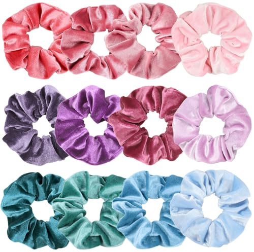 Kavya 12 Pcs Scrunchies Per Capelli, Elastici Capelli Donna Peluche Elastici Per Capelli Donna Multicolore Tie-dye Accessori Capelli (Colorato)