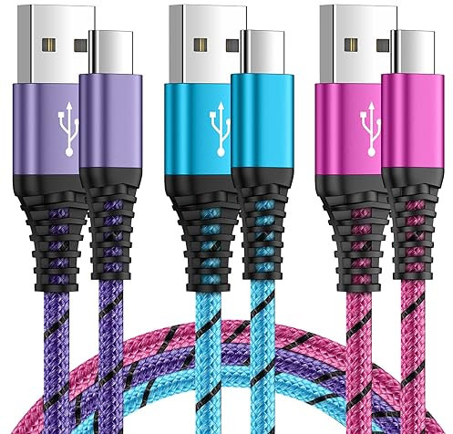 USB C Charger Cable Fast Charge, 3Pack 3FT/0.9M Type C Samsung Phone Charger Cable, USB C Fast Charging Lead for Samsung Galaxy A16 A15 A14 A13 A55 A54 A53 A34 S25 S24 S23 S22 S21 Z Flip5 Flip4,Huawei