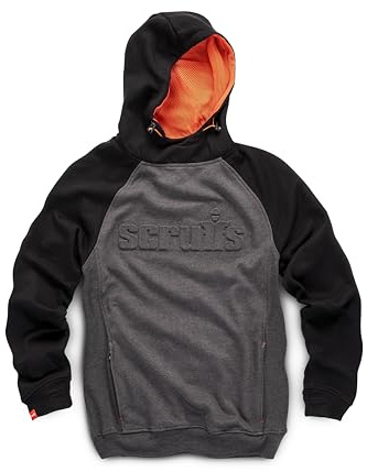 Scruffs Trade Tech Embossed Work Hoodie Black & Grey (UK, Alpha, XL, Regular, Regular, Black/Grey)