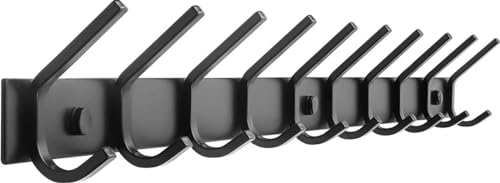 TOJ Living Wandgarderobe - 78CM - 20 Haken - Kleiderhaken - Garderobenhaken - Kleiderhaken wand - Wandgarderobe schwarz - Garderobenstange wandmontage - Wandhaken garderobe - Edelstahl - Schwarz